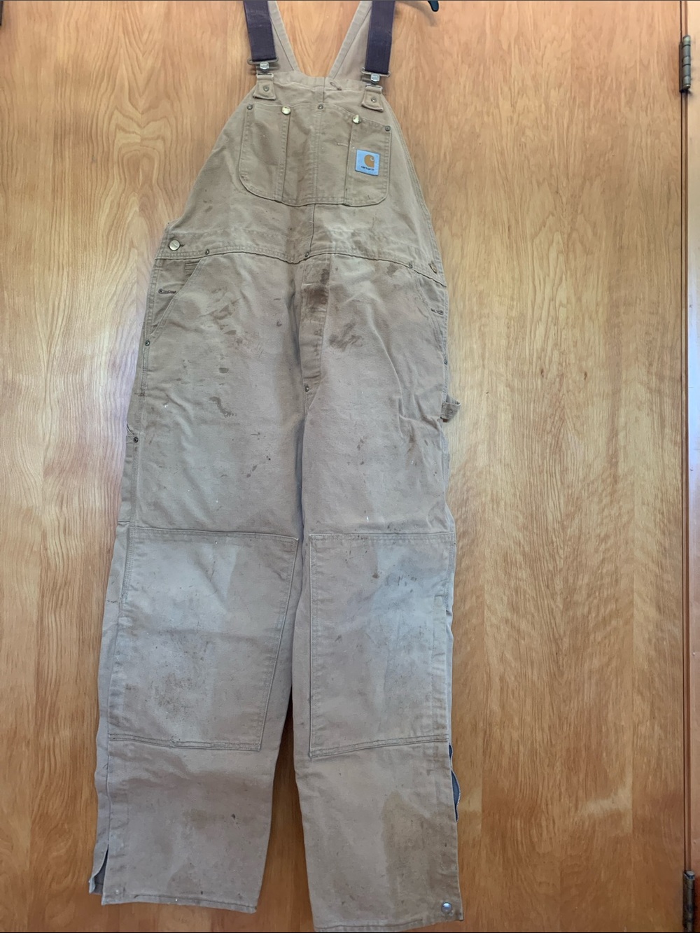 Carhartt double knee unlined distressed vintage bib Overalls utility street XL - Picture 1 of 6